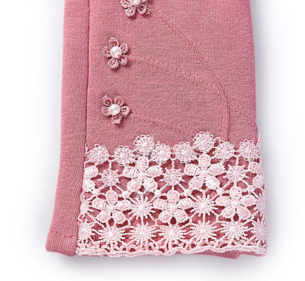 Floral Silver Rhinestones Wrist Gloves
