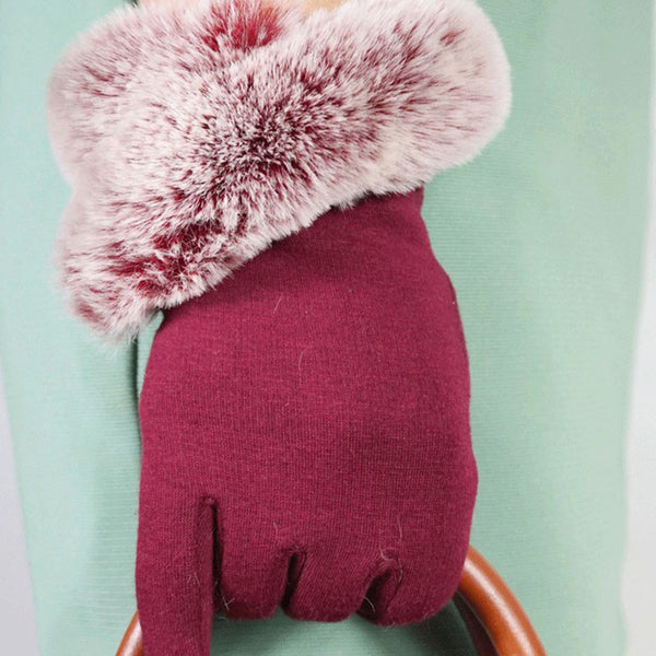 Winter Cashmere Fur Wrist Gloves