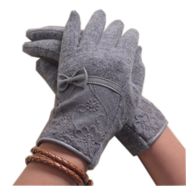 Lace Embroidered Bow-knot Wrist Gloves