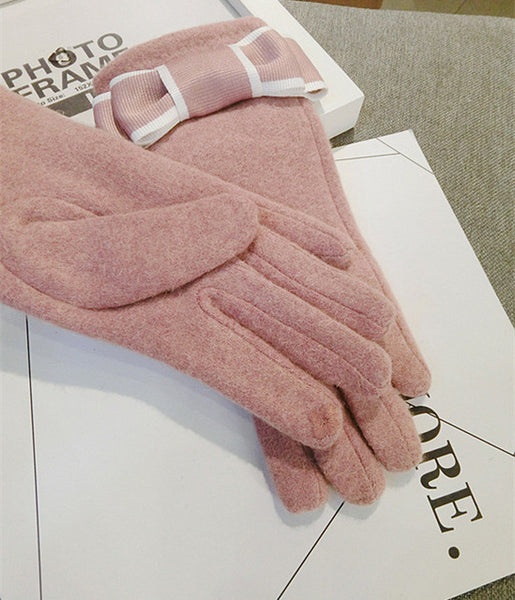 Bow Tie Wrist Gloves with Ring