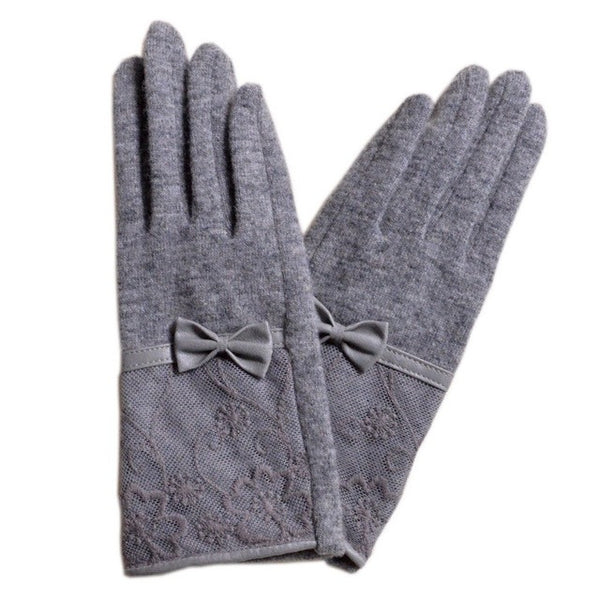 Lace Embroidered Bow-knot Wrist Gloves