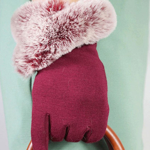 Winter Cashmere Fur Wrist Gloves